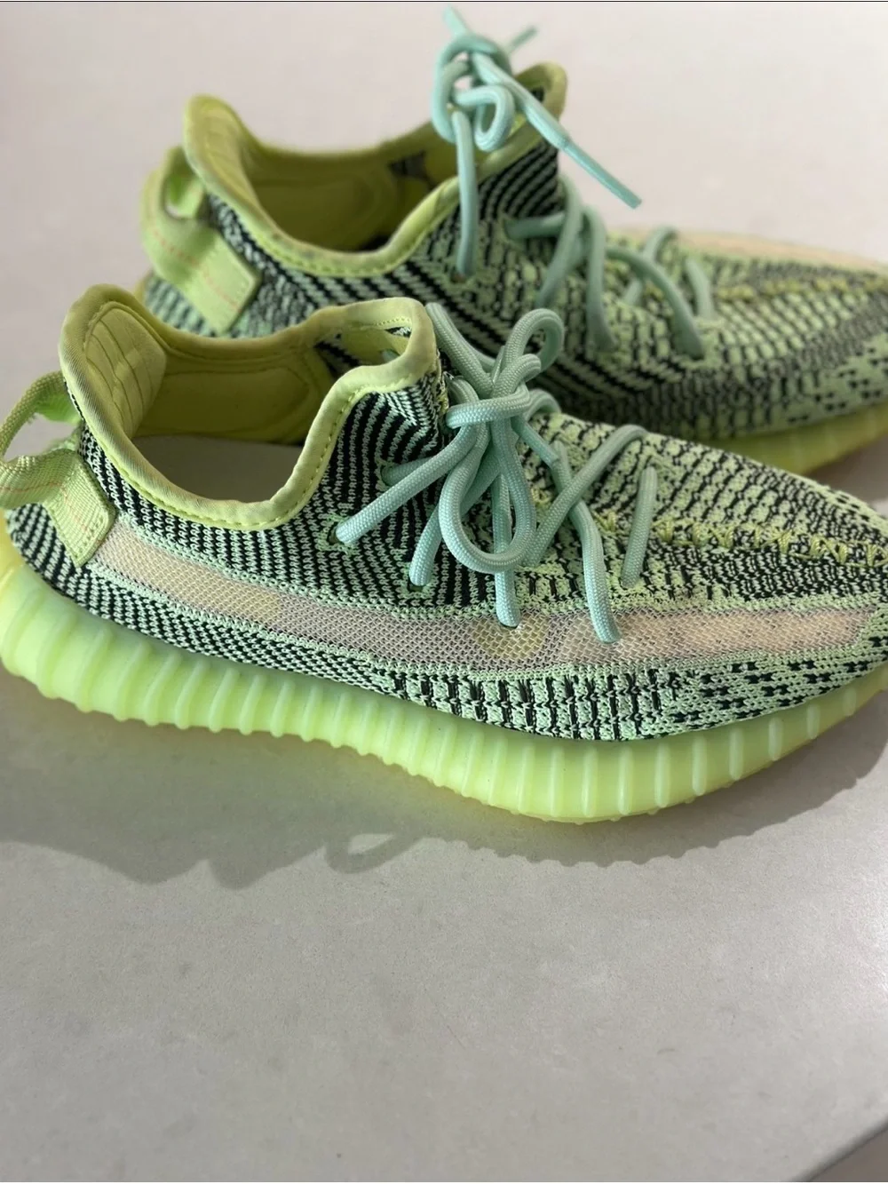 adidas Kids Neon Lime/Black Knit Low-Top Sneakers